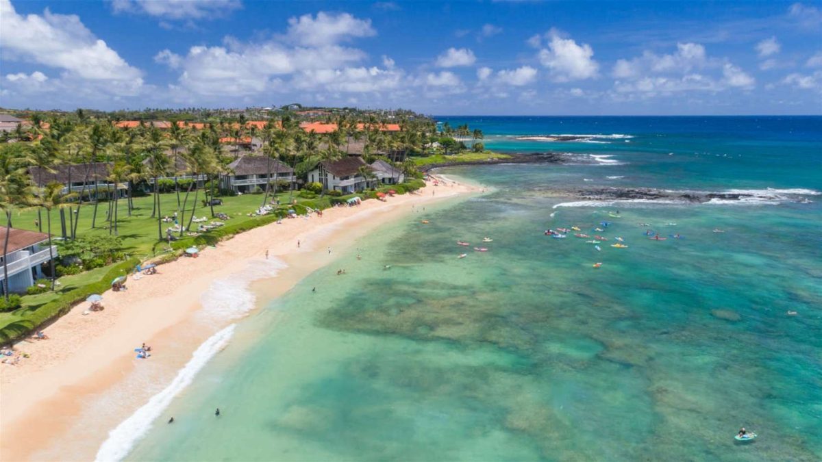 Kiahuna Plantation's tropical grounds and gardens, Poipu, Kauai (resort-wide view, not Unit 22 itself)