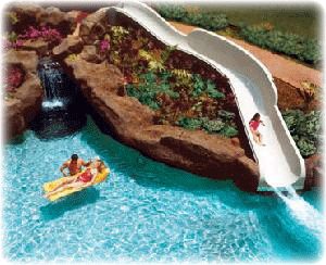 Pool and waterslide at the Po'ipu Beach Athletic Club, complimentary for Kiahuna 22 guests